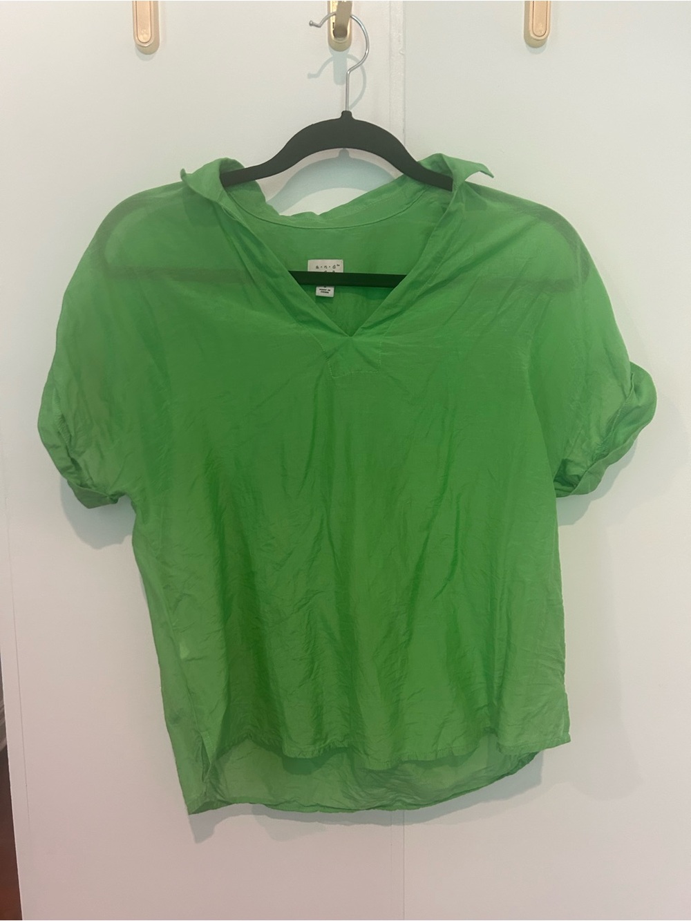 a new day Bright Green Short Sleeve V-Neck Tunic Top
